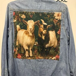 Denim Jacket with Vintage Goat Patch